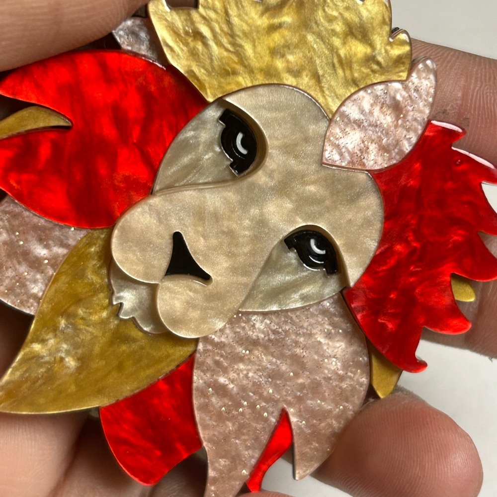 Colorful Lion Face Acrylic broch Brooch